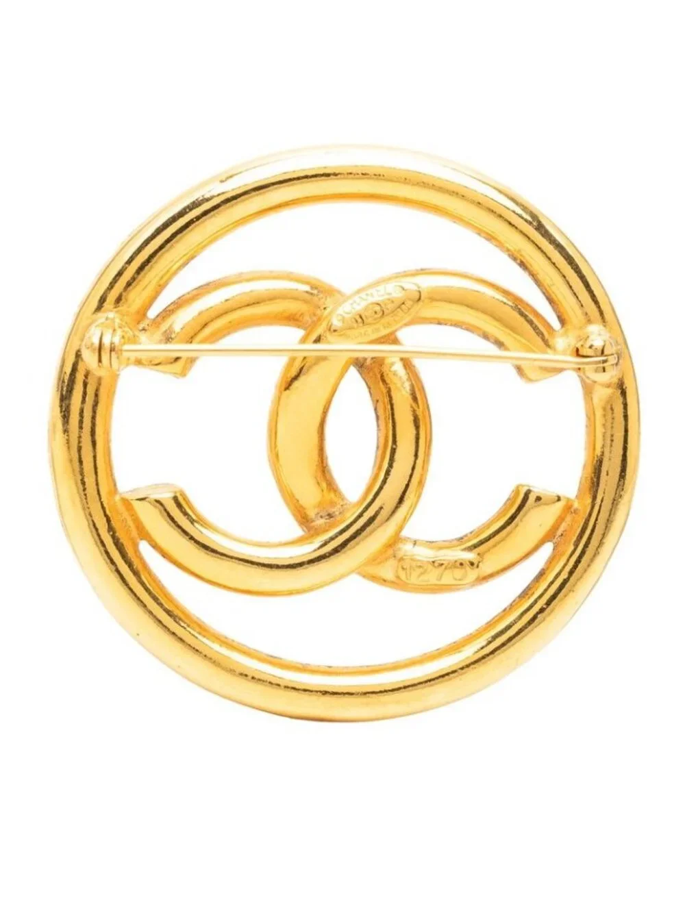 Chanel CC Logo Round Brooch Gold Plated